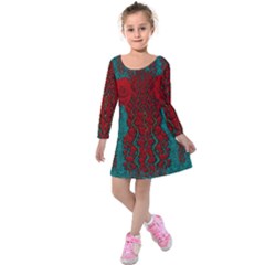 Lianas Of Roses In The Rain Forrest Kids  Long Sleeve Velvet Dress by pepitasart