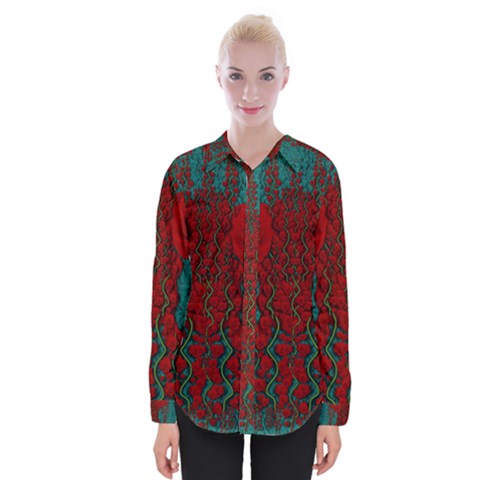 Lianas Of Roses In The Rain Forrest Womens Long Sleeve Shirt by pepitasart