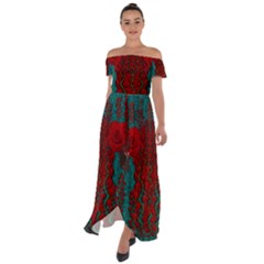 Lianas Of Roses In The Rain Forrest Off Shoulder Open Front Chiffon Dress by pepitasart