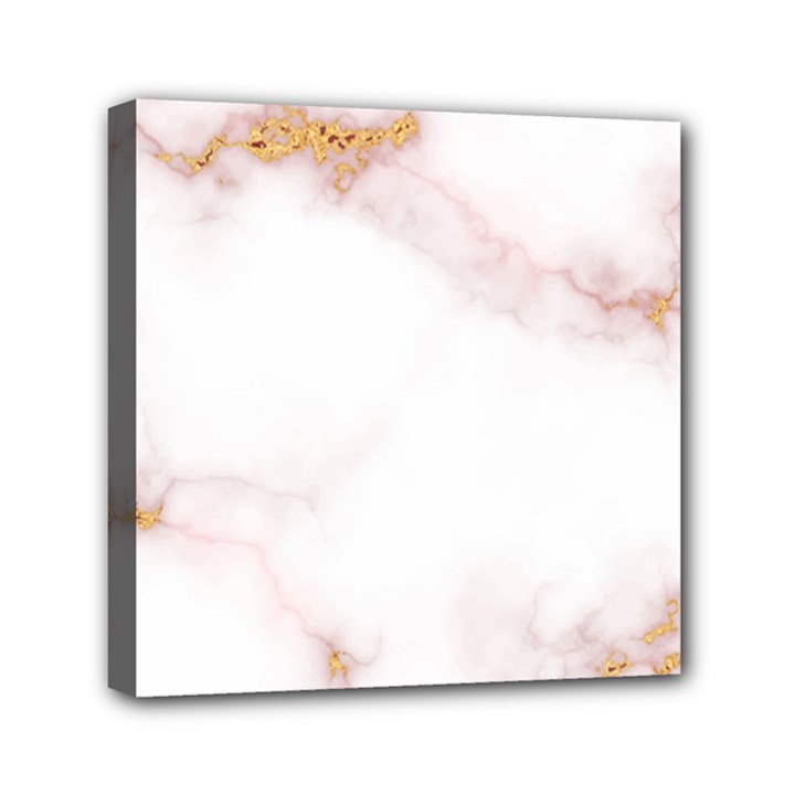 Pink and white Marble texture with gold intrusions Pale Rose Background Mini Canvas 6  x 6  (Stretched)