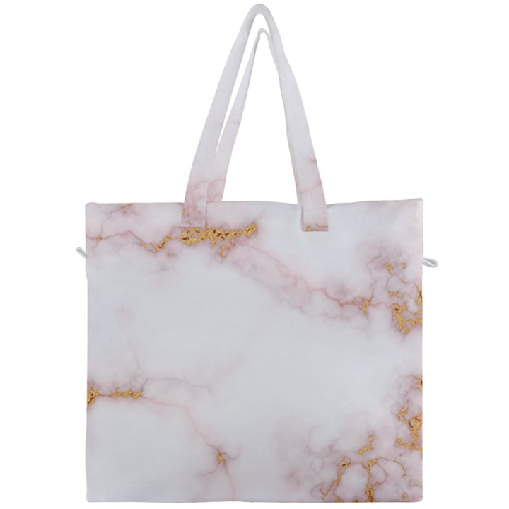 Pink and white Marble texture with gold intrusions Pale Rose Background Canvas Travel Bag