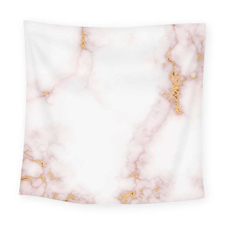 Pink and white Marble texture with gold intrusions Pale Rose Background Square Tapestry (Large)