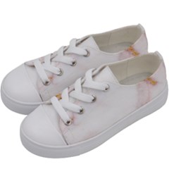 Pink And White Marble Texture With Gold Intrusions Pale Rose Background Kids  Low Top Canvas Sneakers by genx