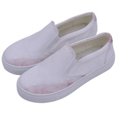 Pink And White Marble Texture With Gold Intrusions Pale Rose Background Kids  Canvas Slip Ons by genx