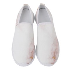 Pink And White Marble Texture With Gold Intrusions Pale Rose Background Women s Slip On Sneakers by genx