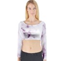 White Marble violet purple veins accents texture printed floor background luxury Long Sleeve Crop Top View1