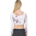 White Marble violet purple veins accents texture printed floor background luxury Long Sleeve Crop Top View2