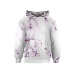 White Marble Violet Purple Veins Accents Texture Printed Floor Background Luxury Kids  Pullover Hoodie by genx