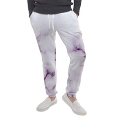 White Marble Violet Purple Veins Accents Texture Printed Floor Background Luxury Men s Jogger Sweatpants by genx