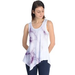 White Marble Violet Purple Veins Accents Texture Printed Floor Background Luxury Sleeveless Tunic by genx