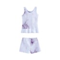 White Marble violet purple veins accents texture printed floor background luxury Kids  Boyleg Swimsuit View2