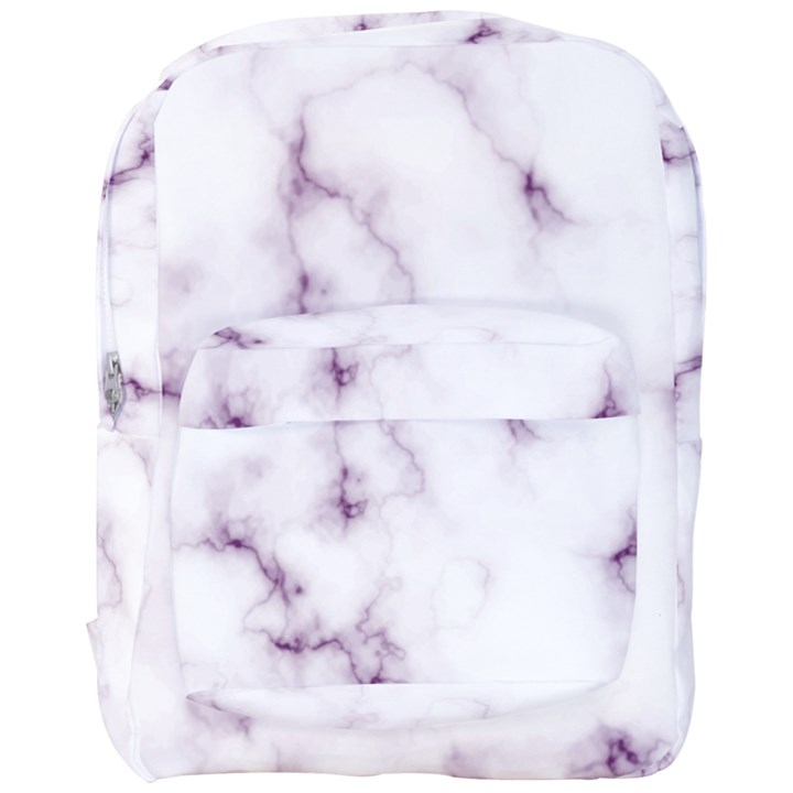 White Marble violet purple veins accents texture printed floor background luxury Full Print Backpack