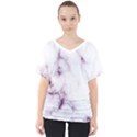 White Marble violet purple veins accents texture printed floor background luxury V-Neck Dolman Drape Top View1