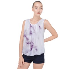 White Marble Violet Purple Veins Accents Texture Printed Floor Background Luxury Bubble Hem Chiffon Tank Top by genx