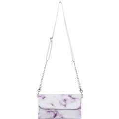 White Marble Violet Purple Veins Accents Texture Printed Floor Background Luxury Mini Crossbody Handbag by genx