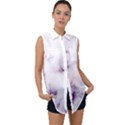 White Marble violet purple veins accents texture printed floor background luxury Sleeveless Chiffon Button Shirt View1