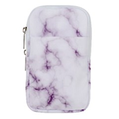 White Marble Violet Purple Veins Accents Texture Printed Floor Background Luxury Waist Pouch (small) by genx