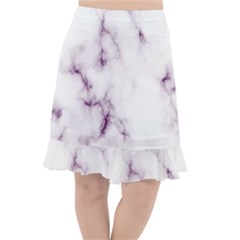 White Marble Violet Purple Veins Accents Texture Printed Floor Background Luxury Fishtail Chiffon Skirt by genx