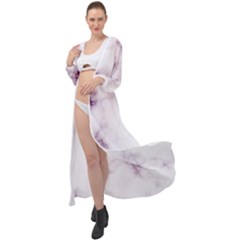 White Marble Violet Purple Veins Accents Texture Printed Floor Background Luxury Maxi Chiffon Beach Wrap by genx