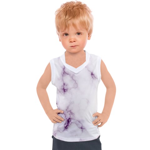 White Marble Violet Purple Veins Accents Texture Printed Floor Background Luxury Kids  Mesh Tank Top by genx