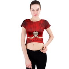 Love, Wonderful Elegant Heart Crew Neck Crop Top by FantasyWorld7