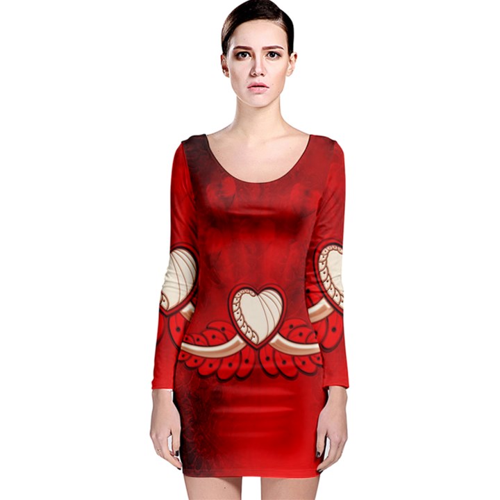 Love, Wonderful Elegant Heart Long Sleeve Bodycon Dress