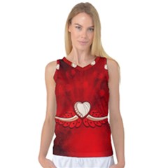 Love, Wonderful Elegant Heart Women s Basketball Tank Top by FantasyWorld7