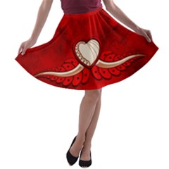 Love, Wonderful Elegant Heart A-line Skater Skirt by FantasyWorld7