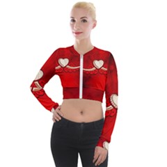 Love, Wonderful Elegant Heart Long Sleeve Cropped Velvet Jacket by FantasyWorld7