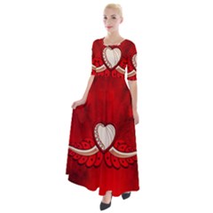 Love, Wonderful Elegant Heart Half Sleeves Maxi Dress by FantasyWorld7