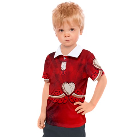 Love, Wonderful Elegant Heart Kids  Polo Tee by FantasyWorld7