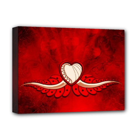 Love, Wonderful Elegant Heart Deluxe Canvas 16  X 12  (stretched)  by FantasyWorld7