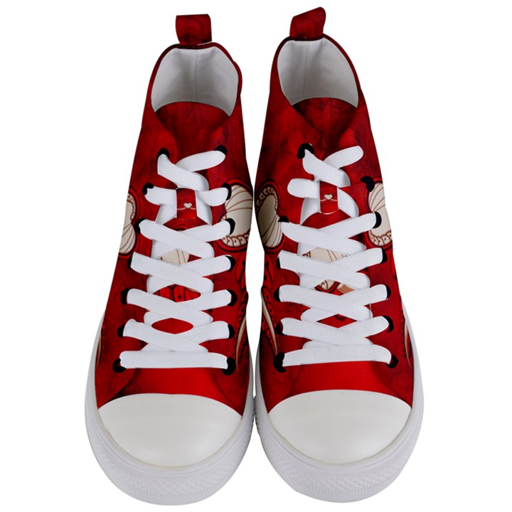 Love, Wonderful Elegant Heart Women s Mid-Top Canvas Sneakers