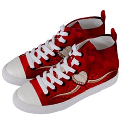 Love, Wonderful Elegant Heart Women s Mid-top Canvas Sneakers by FantasyWorld7