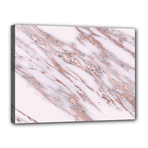 Marble With Metallic Rose Gold Intrusions On Gray White Stone Texture Pastel Pink Background Canvas 16  X 12  (stretched) by genx