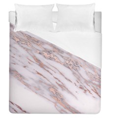 Marble With Metallic Rose Gold Intrusions On Gray White Stone Texture Pastel Pink Background Duvet Cover (queen Size) by genx