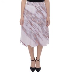 Marble With Metallic Rose Gold Intrusions On Gray White Stone Texture Pastel Pink Background Classic Midi Skirt by genx