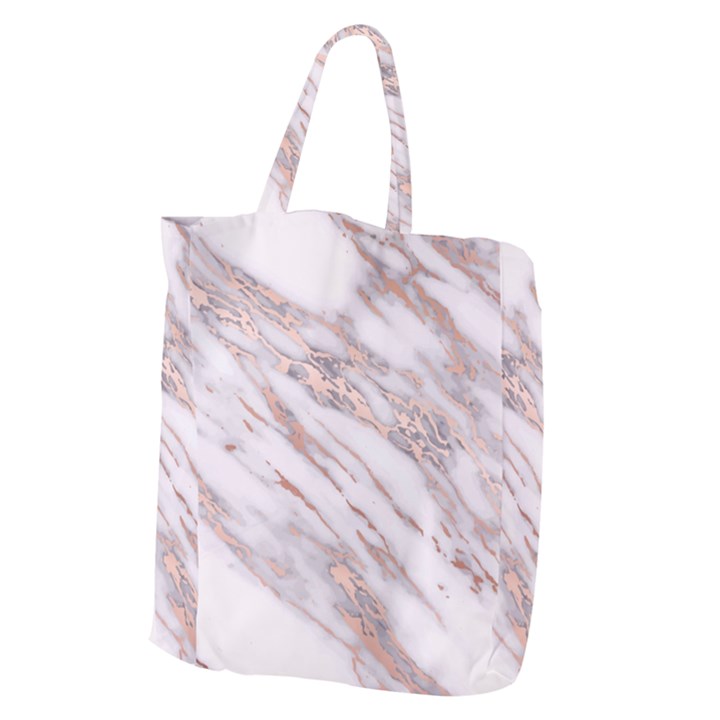 Marble with Metallic Rose Gold intrusions on gray white Stone texture Pastel Pink Background Giant Grocery Tote