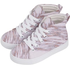 Marble With Metallic Rose Gold Intrusions On Gray White Stone Texture Pastel Pink Background Kids  Hi-top Skate Sneakers by genx