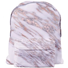 Marble With Metallic Rose Gold Intrusions On Gray White Stone Texture Pastel Pink Background Giant Full Print Backpack by genx