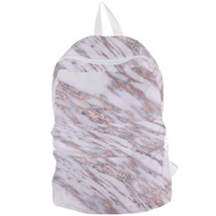 Marble With Metallic Rose Gold Intrusions On Gray White Stone Texture Pastel Pink Background Foldable Lightweight Backpack by genx