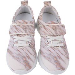 Marble With Metallic Rose Gold Intrusions On Gray White Stone Texture Pastel Pink Background Kids  Velcro Strap Shoes by genx