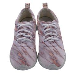 Marble With Metallic Rose Gold Intrusions On Gray White Stone Texture Pastel Pink Background Women Athletic Shoes by genx