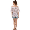 Marble with Metallic Rose Gold intrusions on gray white Stone texture Pastel Pink Background Off Shoulder Short Sleeve Top View2