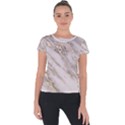 Marble with Metallic Gold intrusions on gray white Stone texture Pastel Rose Pink Background Short Sleeve Sports Top  View1