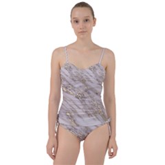 Marble With Metallic Gold Intrusions On Gray White Stone Texture Pastel Rose Pink Background Sweetheart Tankini Set by genx