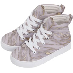 Marble With Metallic Gold Intrusions On Gray White Stone Texture Pastel Rose Pink Background Kids  Hi-top Skate Sneakers by genx