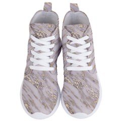 Marble With Metallic Gold Intrusions On Gray White Stone Texture Pastel Rose Pink Background Women s Lightweight High Top Sneakers by genx