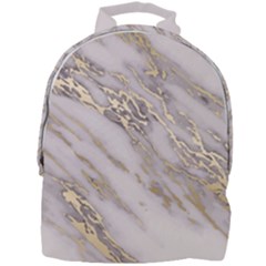 Marble With Metallic Gold Intrusions On Gray White Stone Texture Pastel Rose Pink Background Mini Full Print Backpack by genx