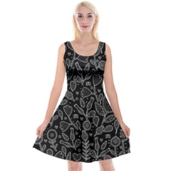 Floral Pattern Reversible Velvet Sleeveless Dress